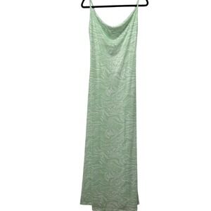 Urban Threads Green Marble Swirl Mesh Cowl Neck Maxi Dress Sz M Coastal Tropical